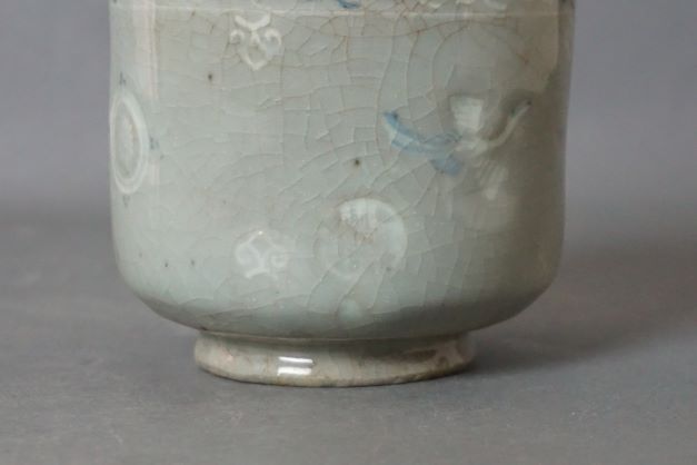 仁阿弥道八 雲鶴模 茶碗】 共箱・九代極め外箱・鵬雲斎玄室箱